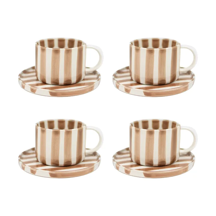 Monica kuppi ja aluslautanen 4-pakkaus - Beige - Olsson & Jensen