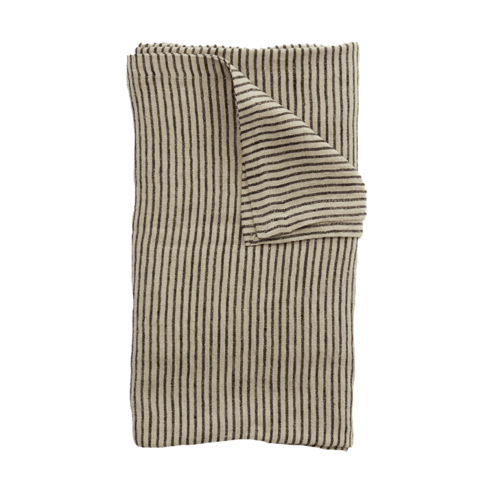 Stripe pellavapöytäliina 150x300 cm - Musta-hiekka - Olsson & Jensen