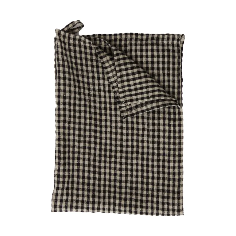 Olsson & Jensen Vipa keittiöpyyhe pellavaa 45x65 cm Musta-hiekka