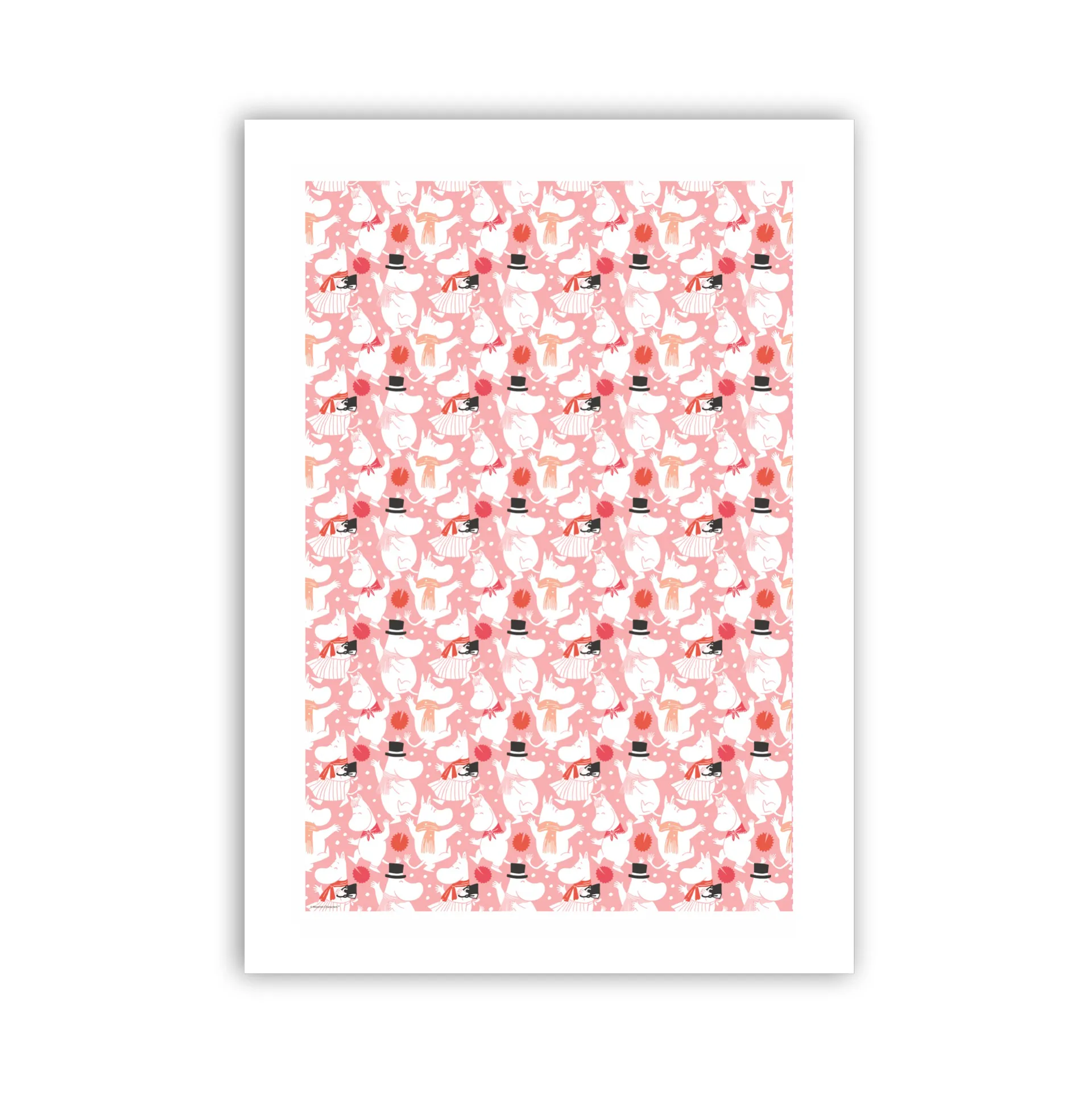 Moomin celebration keittiöpyyhe 70x50 cm, Valko-vaaleanpunainen Opto Design