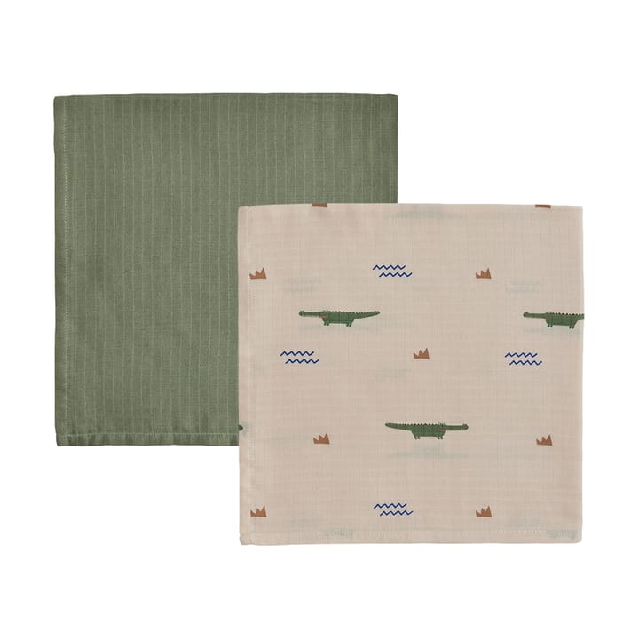 Crocodile vauvanpeitto 2-pakkaus, Beige-olive green OYOY