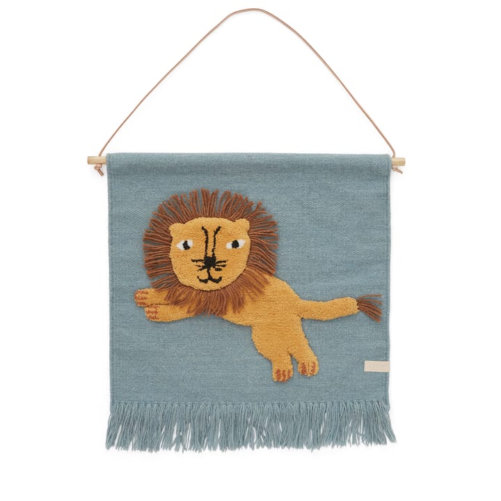 Jumping Lion -seinäkoriste 52x55 cm - Sininen - OYOY