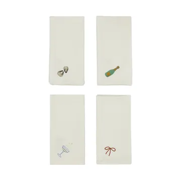 New Year puuvillaservetti 45x45 cm 4 kpl - Offwhite - OYOY