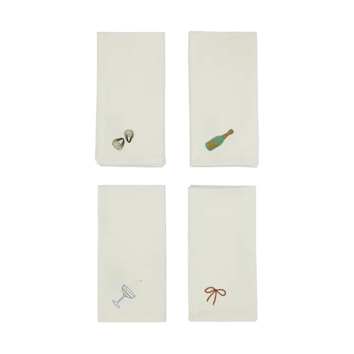 New Year puuvillaservetti 45x45 cm 4 kpl - Offwhite - OYOY