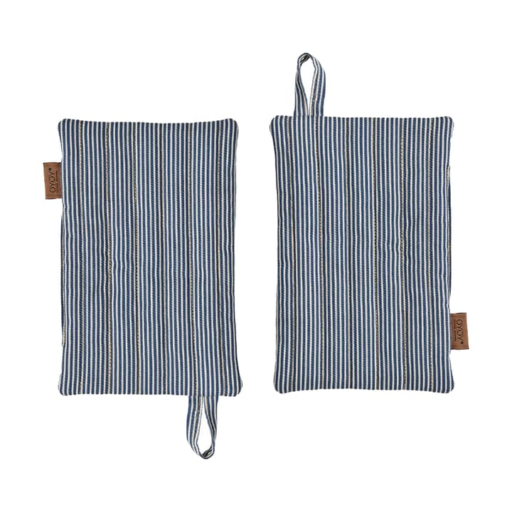 Striped denim patalappu 2 kpl - Blue - OYOY