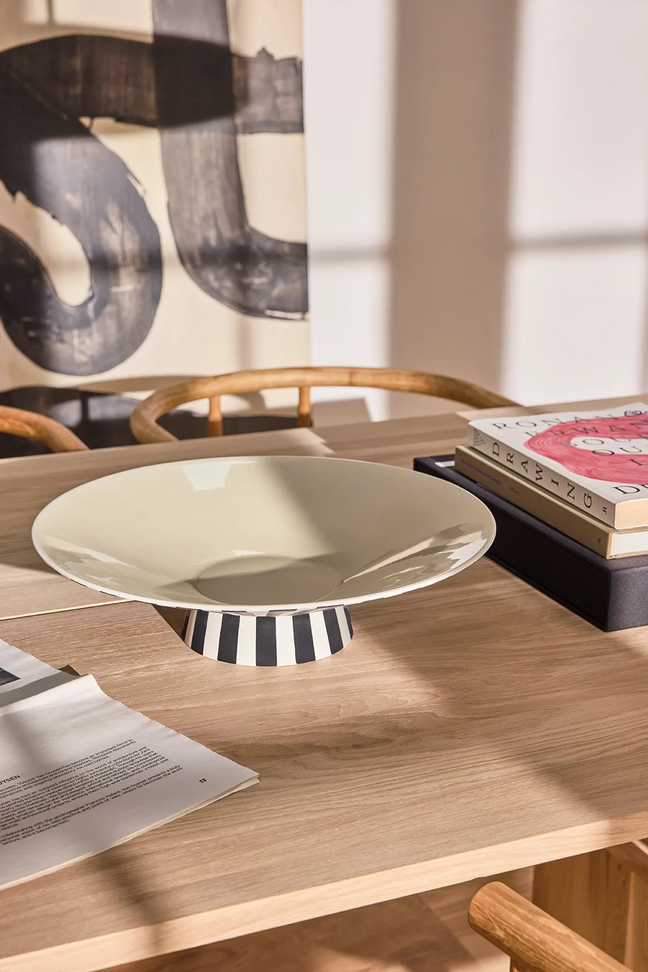 Toppu keskipiste matala Ø39x10,5 cm, Vanilla-black-white OYOY