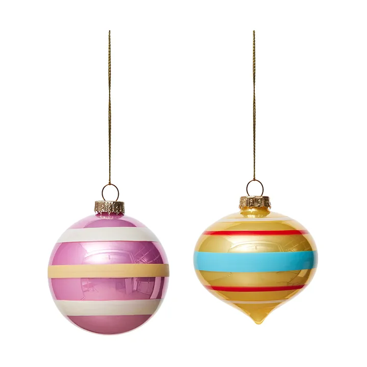 Vintage Christmas lasipallo No. 1 joulupallo 2 osaa - Monivärinen - OYOY