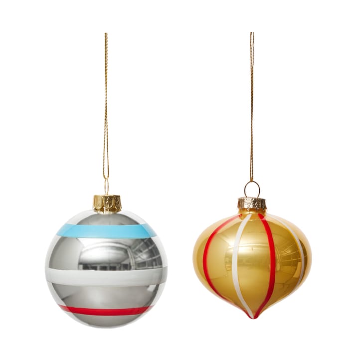 Vintage Christmas lasipallo No. 2 joulupallo 2 osaa, Monivärinen OYOY