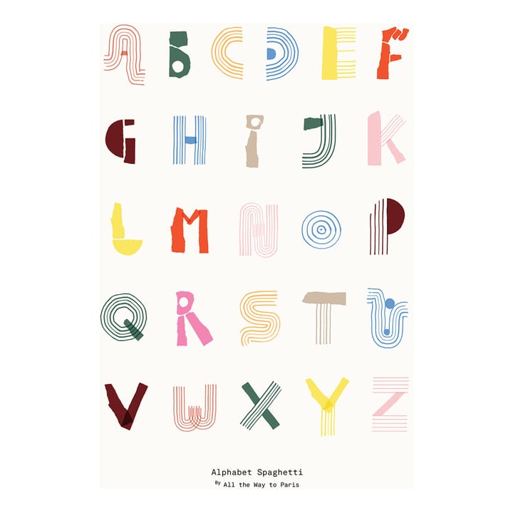 Alphabet Spaghetti ENG Multi-colour -juliste - 50x70 cm - Paper Collective