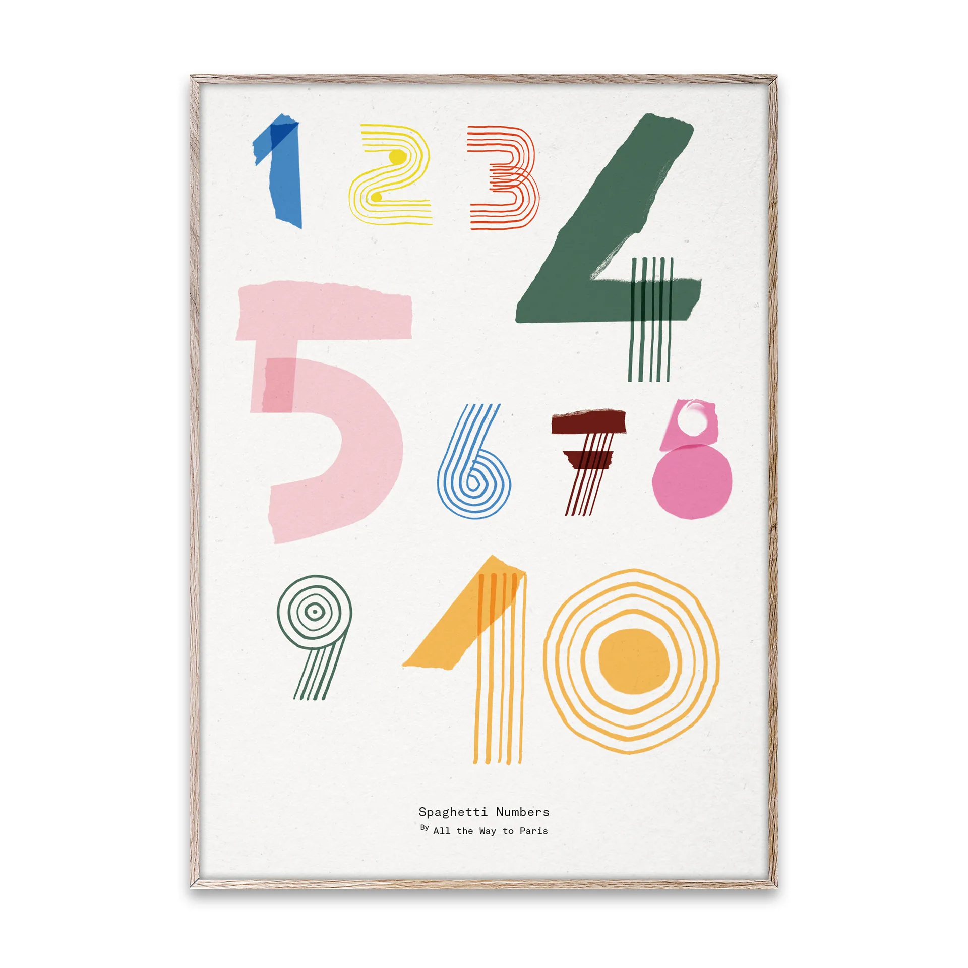 Spaghetti Numbers -juliste, 50 x 70 cm Paper Collective
