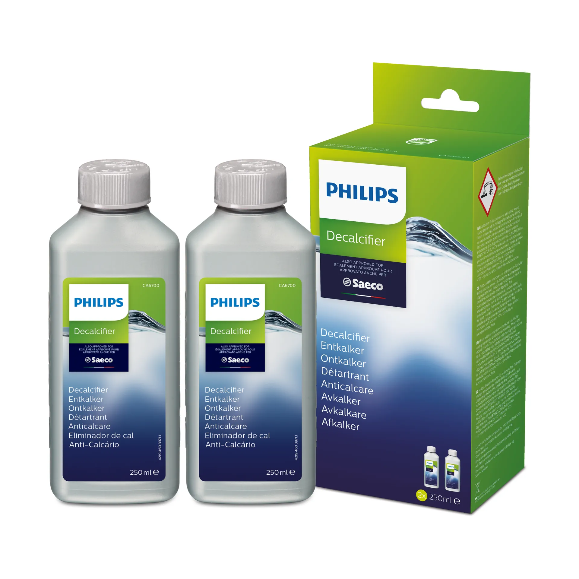Saeco kalkinpoistoaine CA6700/22 250 ml, 2 kpl pakkaus Philips