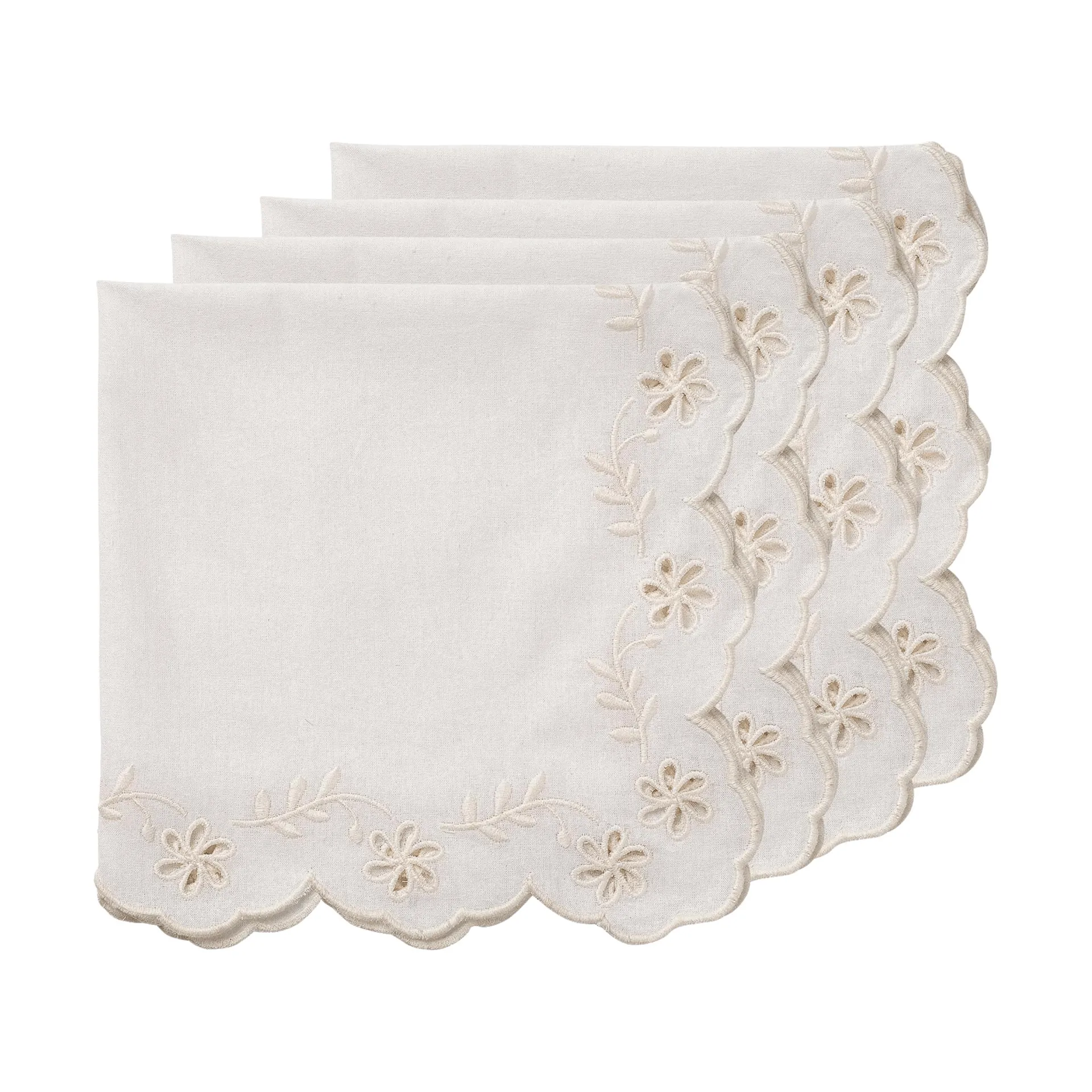 Lace-puuvillaservietti, Offwhite, 4-pack, 45x45 cm Pick a Poppy