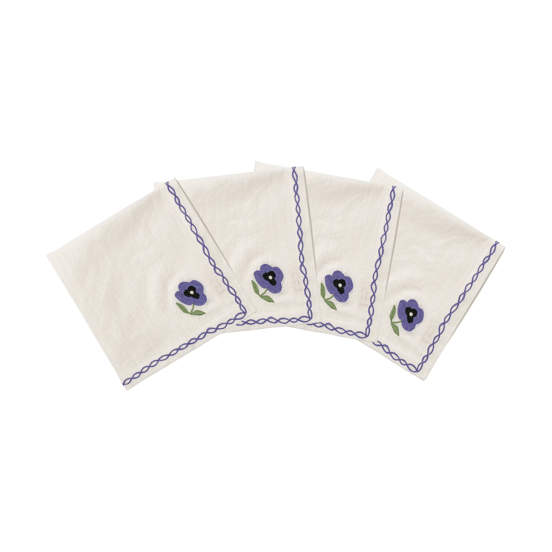 Madelen Möllard Pansy puuvillalautasliina, Sininen, 4-pack, 45x45 cm Pick a Poppy