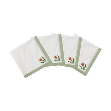 Madelen Möllard Tulip puuvillalautasliina - Vaaleanvihreä, 4-pack, 45x45 cm - Pick a Poppy
