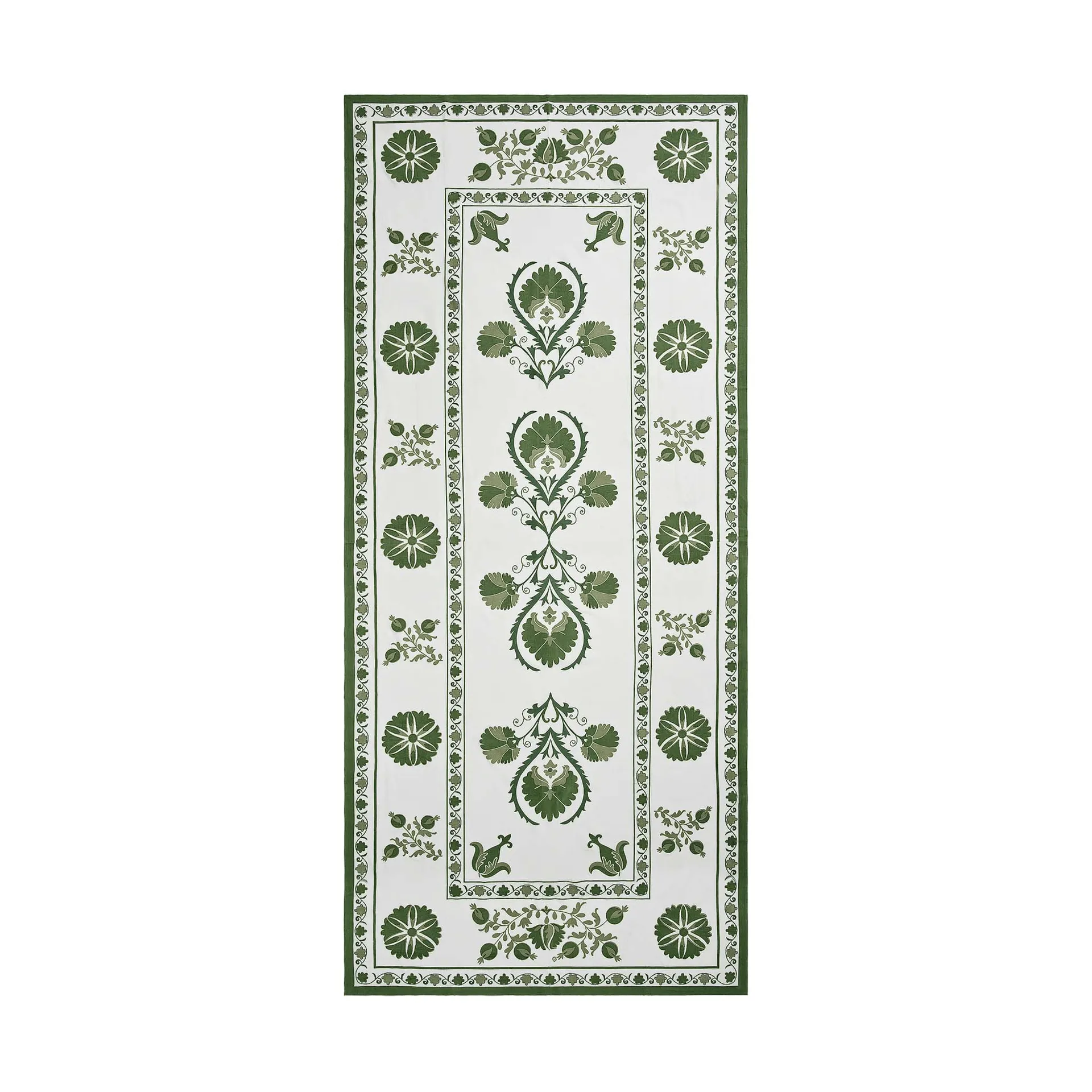 Suzani pöytäliina, Green, 350x150 cm Pick a Poppy