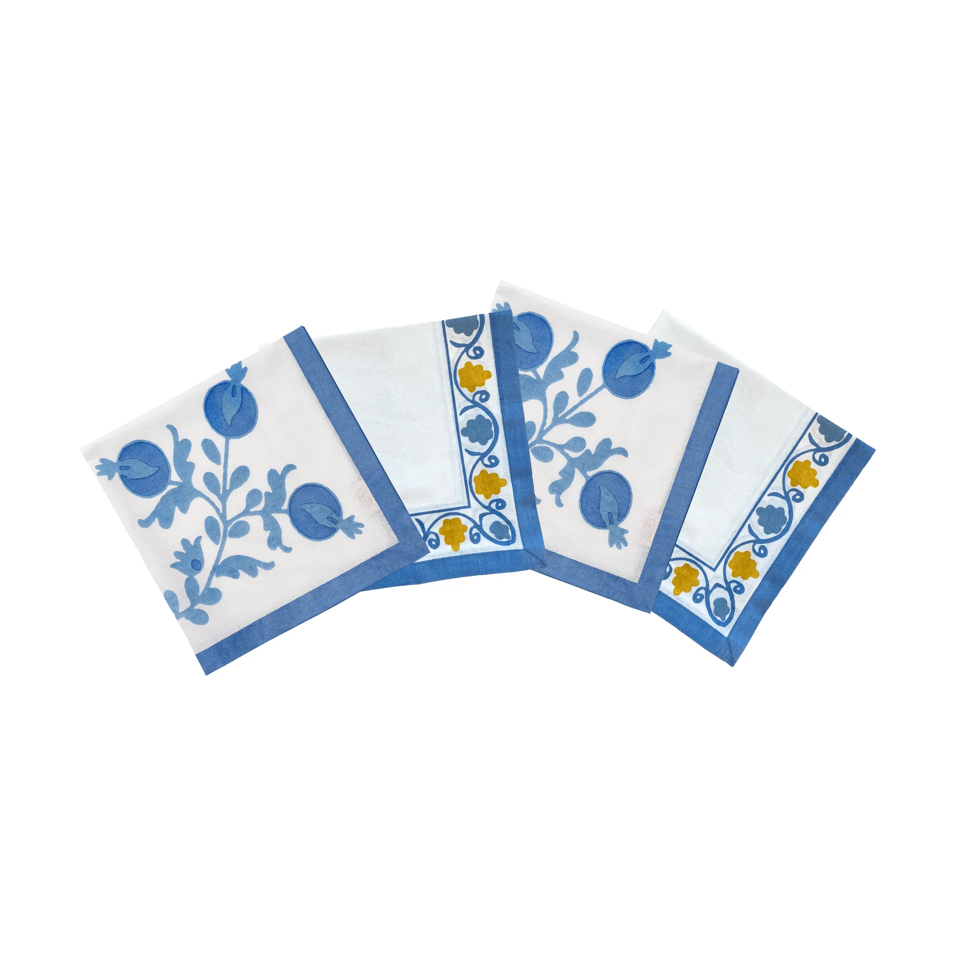 Suzani-puuvillaservetti, Sininen, 4-pack, 45x45 cm Pick a Poppy