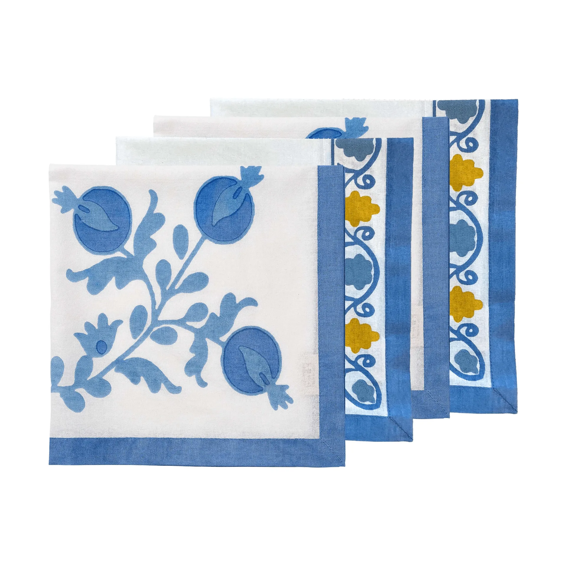 Suzani-puuvillaservetti, Sininen, 4-pack, 45x45 cm Pick a Poppy