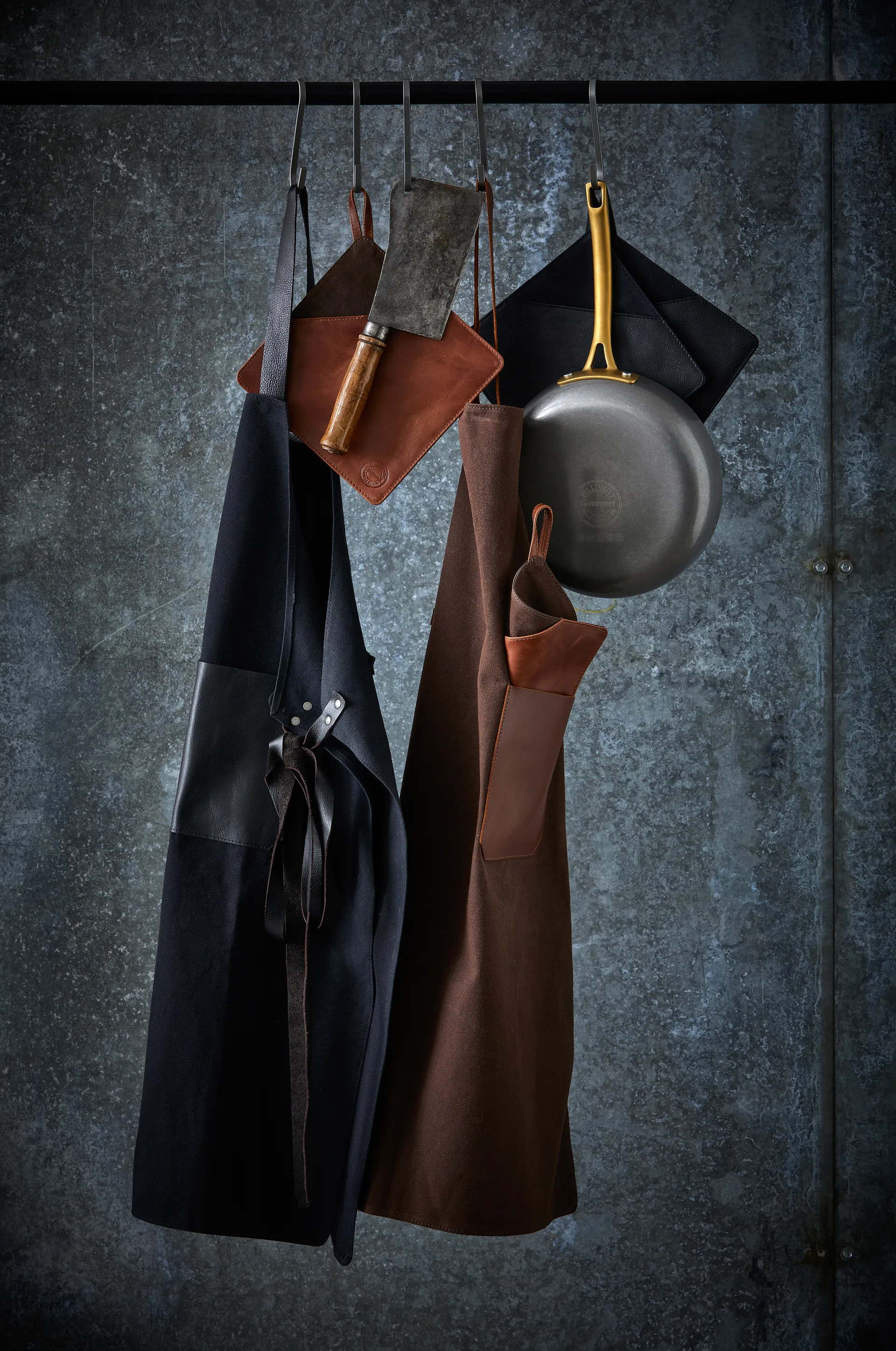 Pillivuyt Gourmet -pannulappu 20,5 x 20,5 cm 2-pakkaus, Ruskea nahka Pillivuyt