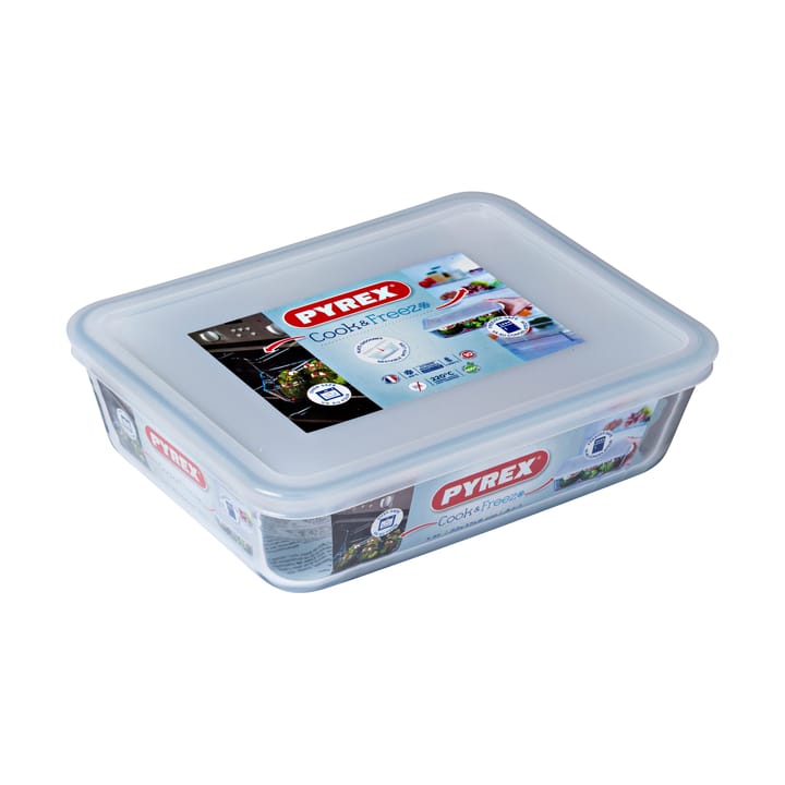 Cook & Freez suorakulmainen lautanen kannella - 22x17 cm - Pyrex