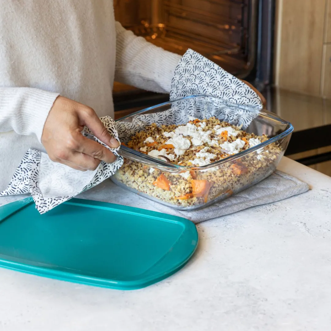 Cook & Store suorakaiteen muotoinen lautanen kannella lasi, 28x20x8 cm Pyrex