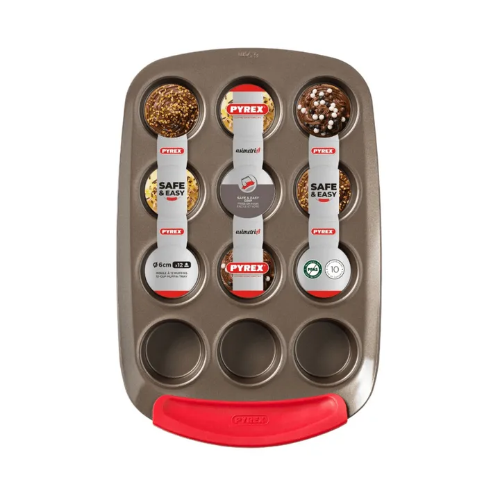 Pyrex Asimetria muffinsivuoka - Silikoni, suorakulmainen, 12 muffinsia - Pyrex