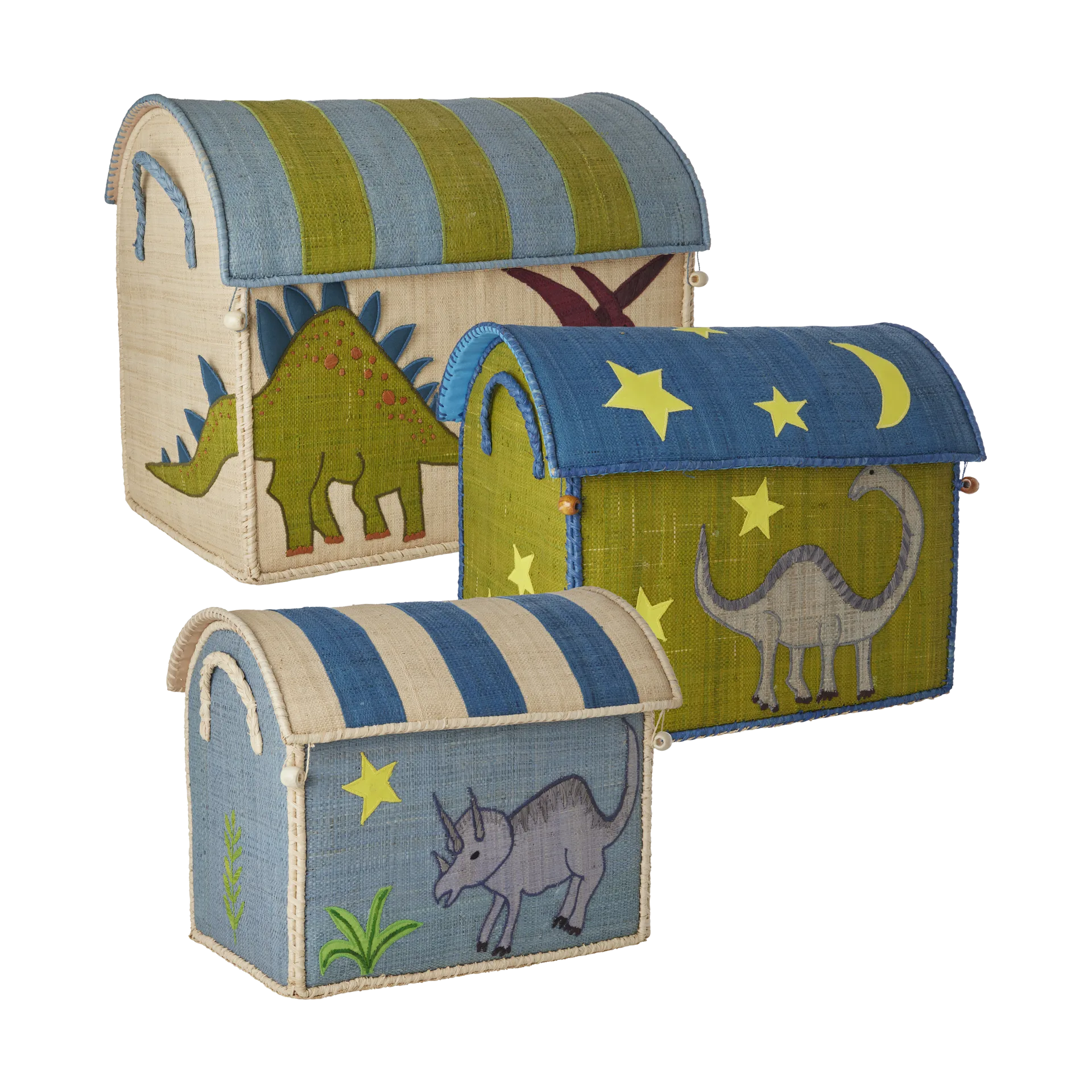 Rice raffia säilytyskori 3 osaa, New Dinosaur Theme RICE