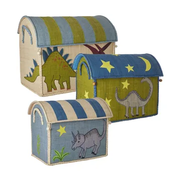 Rice raffia säilytyskori 3 osaa - New Dinosaur Theme - RICE