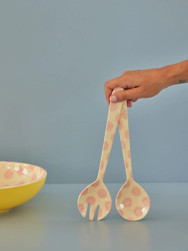 Rice salaattiottimet melamiini 2 osaa, Pink dots RICE