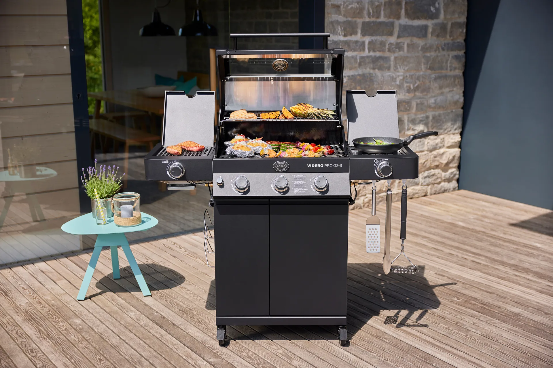 Videro PRO G3-S Vario+ kaasugrilli, Mattamusta Rösle