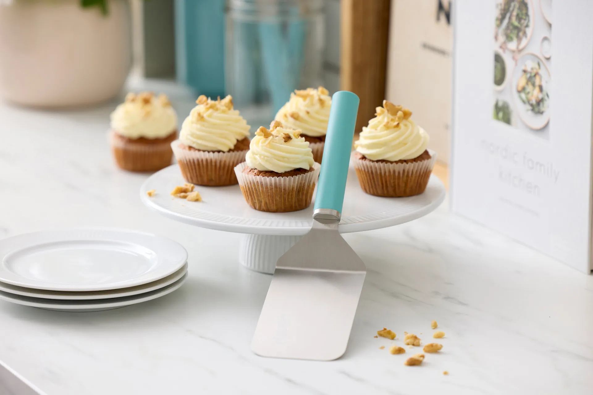 Emma palettiveitsi leveä teräs 26 cm, Nordic green Rosti