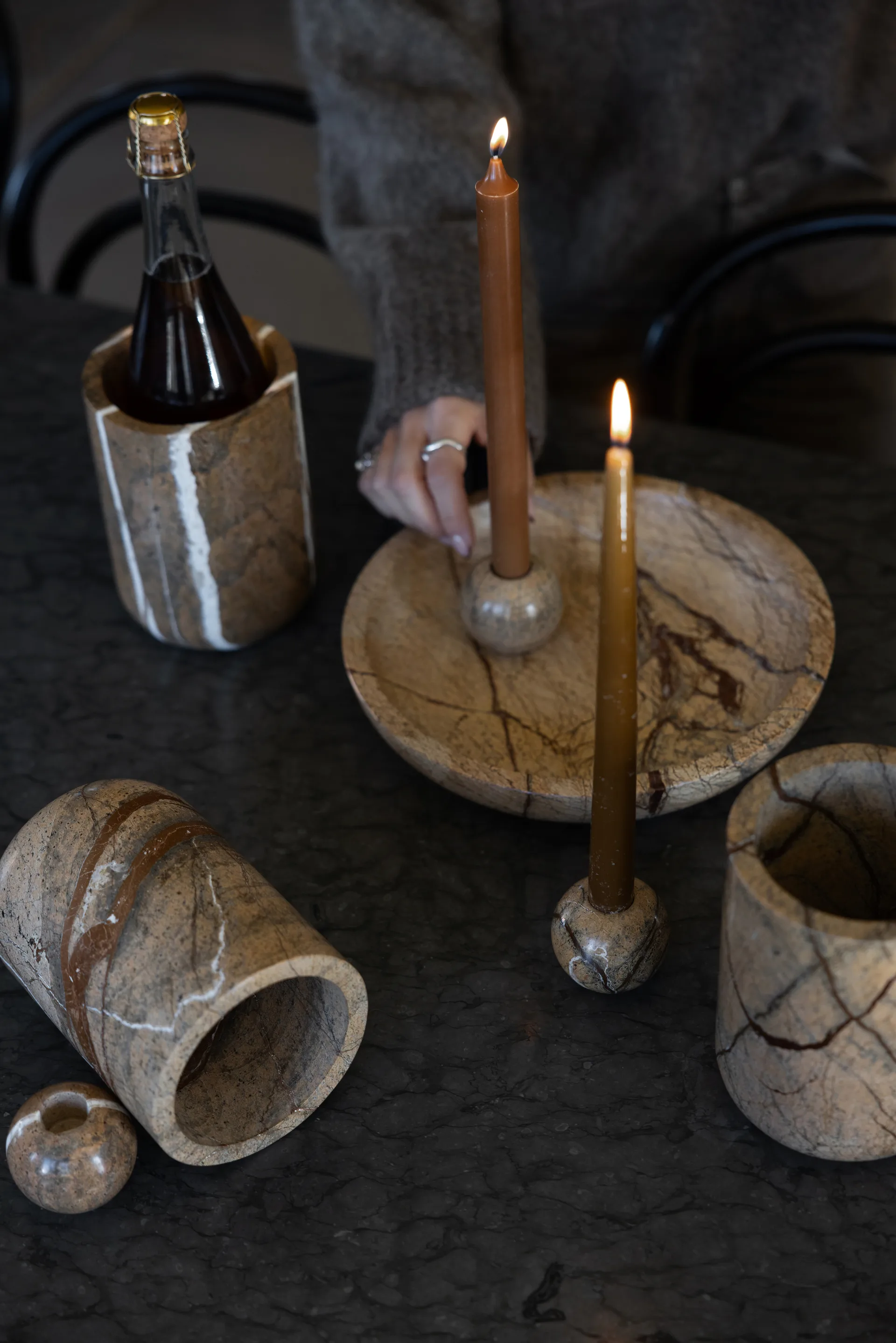 Kivi kulho iso Ø28 cm, Ruskea metsämarble Sagaform