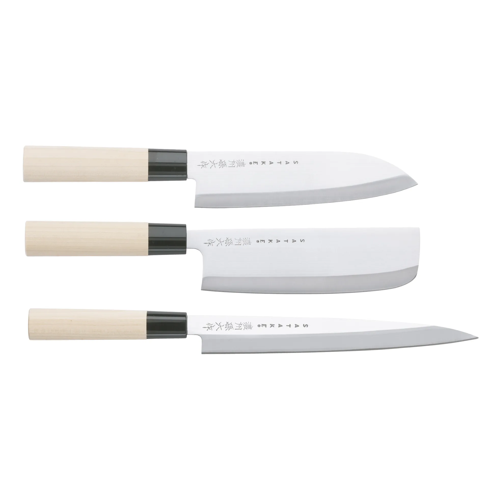 Satake Houcho -veitsisetti, nakiri, sashimi & santoku, 3 osaa Satake
