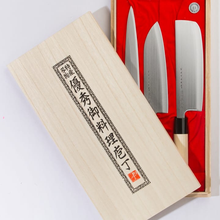 Satake Houcho -veitsisetti, nakiri, sashimi & santoku, 3 osaa Satake