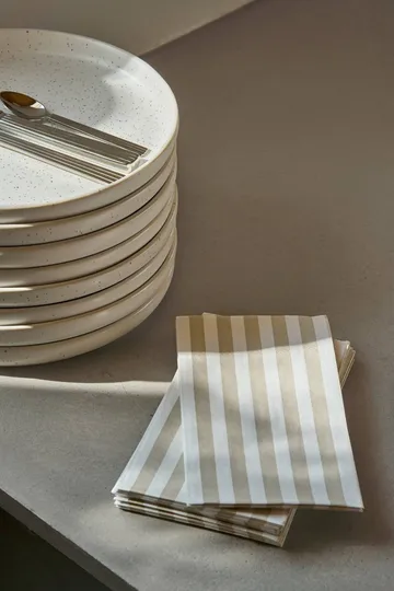 Bold Stripe paperiservetti - Valkoinen–beige, 15-pack, 33x40 cm - Scandi Essentials