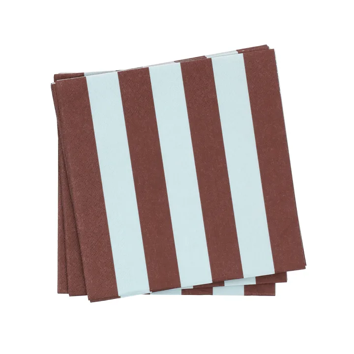 Bold Stripe paperiservetti - Viininpunainen-sininen, 20-pack, 33x33 cm - Scandi Essentials