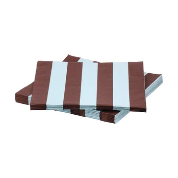 Bold Stripe paperiservetti - Viininpunainen-sininen, 20-pack, 33x33 cm - Scandi Essentials