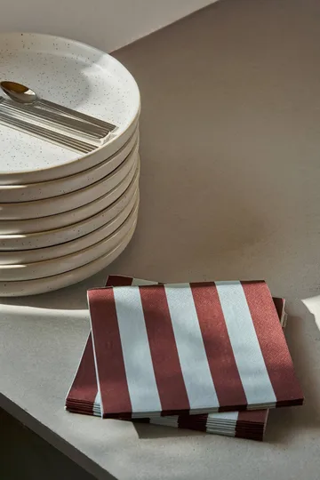 Bold Stripe paperiservetti - Viininpunainen-sininen, 20-pack, 33x33 cm - Scandi Essentials