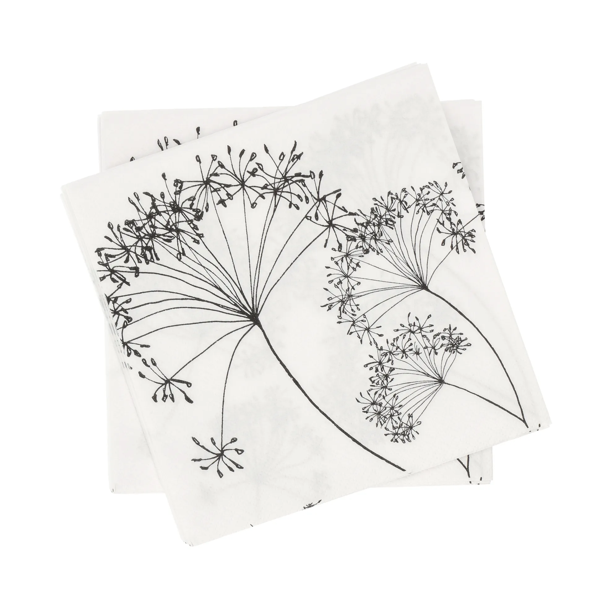 Botanical paperiservietti, Valkoinen-musta, 20-pack, 33x33 cm Scandi Essentials