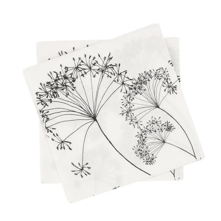 Botanical paperiservietti - Valkoinen-musta, 20-pack, 33x33 cm - Scandi Essentials