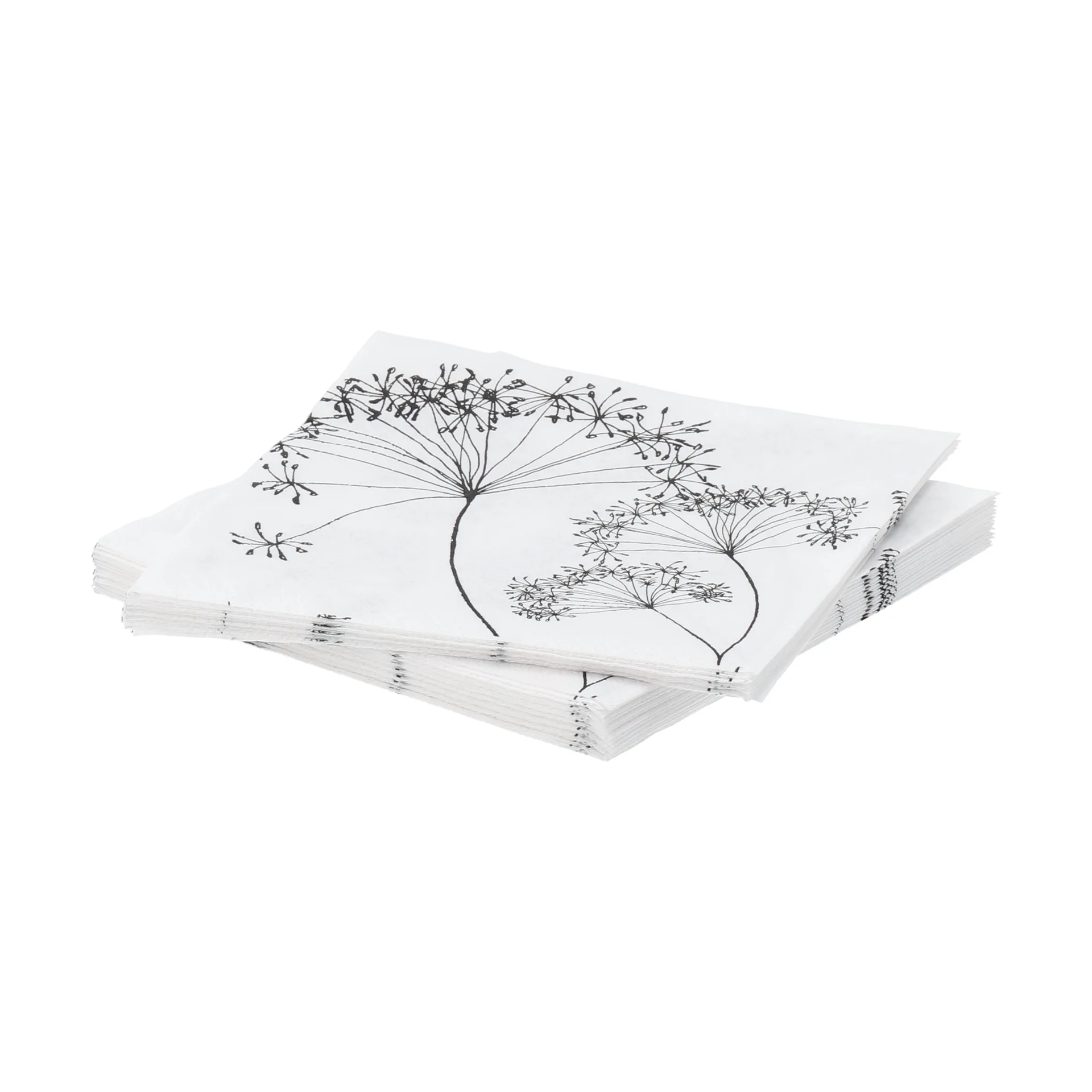 Botanical paperiservietti, Valkoinen-musta, 20-pack, 33x33 cm Scandi Essentials