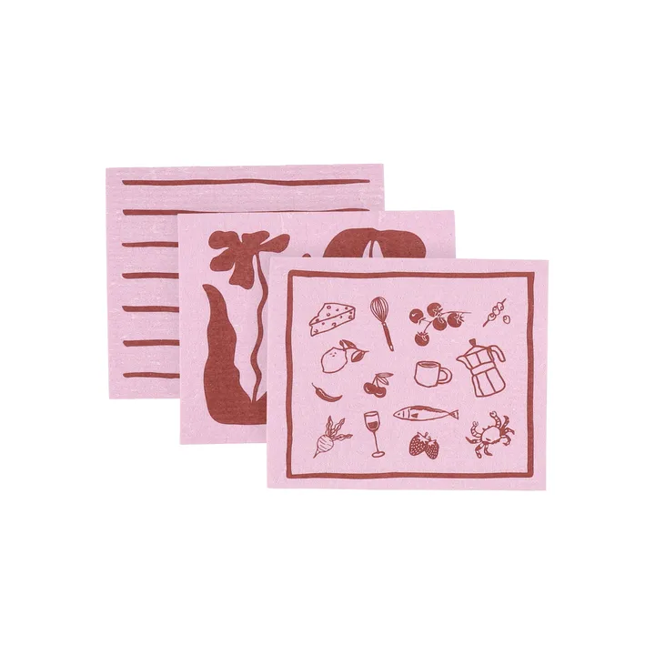Daily tiskirätti kuviolla - Rosa, 3-pack - Scandi Essentials