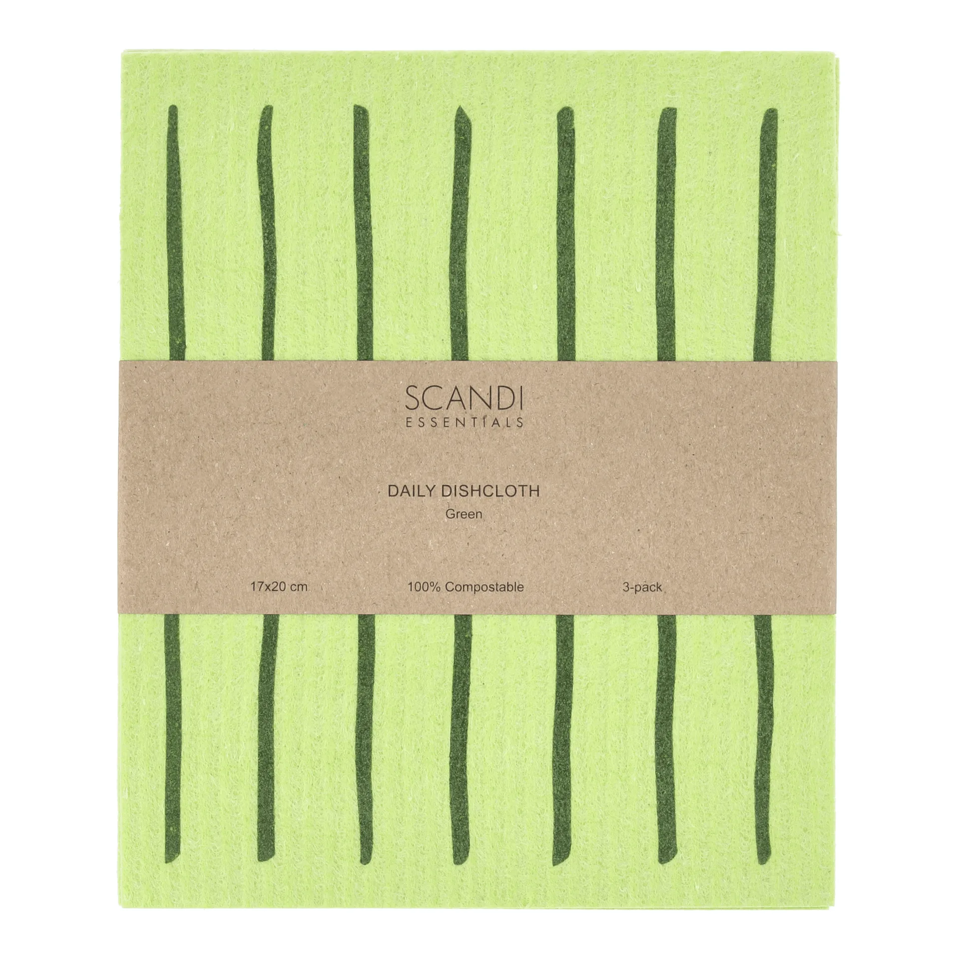 Daily tiskirätti kuviolla, Vihreä, 3-pack Scandi Essentials
