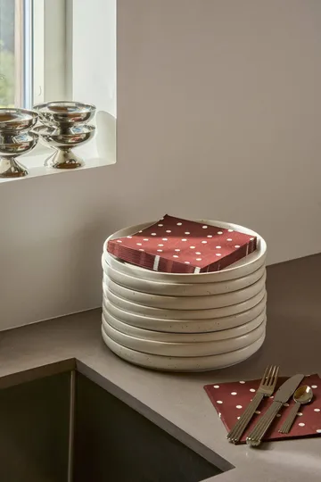 Fine Dots paperiservetti - Viininpunainen-valkoinen, 20‑pakkaus, 33x33 cm - Scandi Essentials