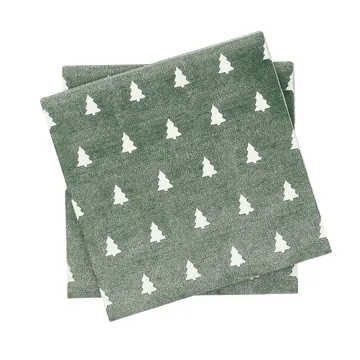 Linen trees -lautasliina 33 x 33 cm 20-pakkaus - Vihreä-valkoinen - Scandi Essentials