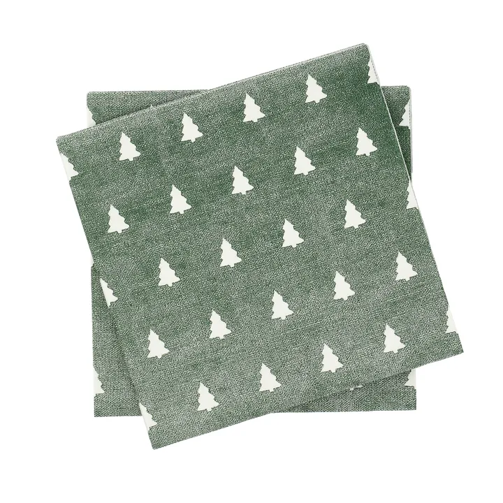 Linen trees -lautasliina 33 x 33 cm 20-pakkaus - Vihreä-valkoinen - Scandi Essentials