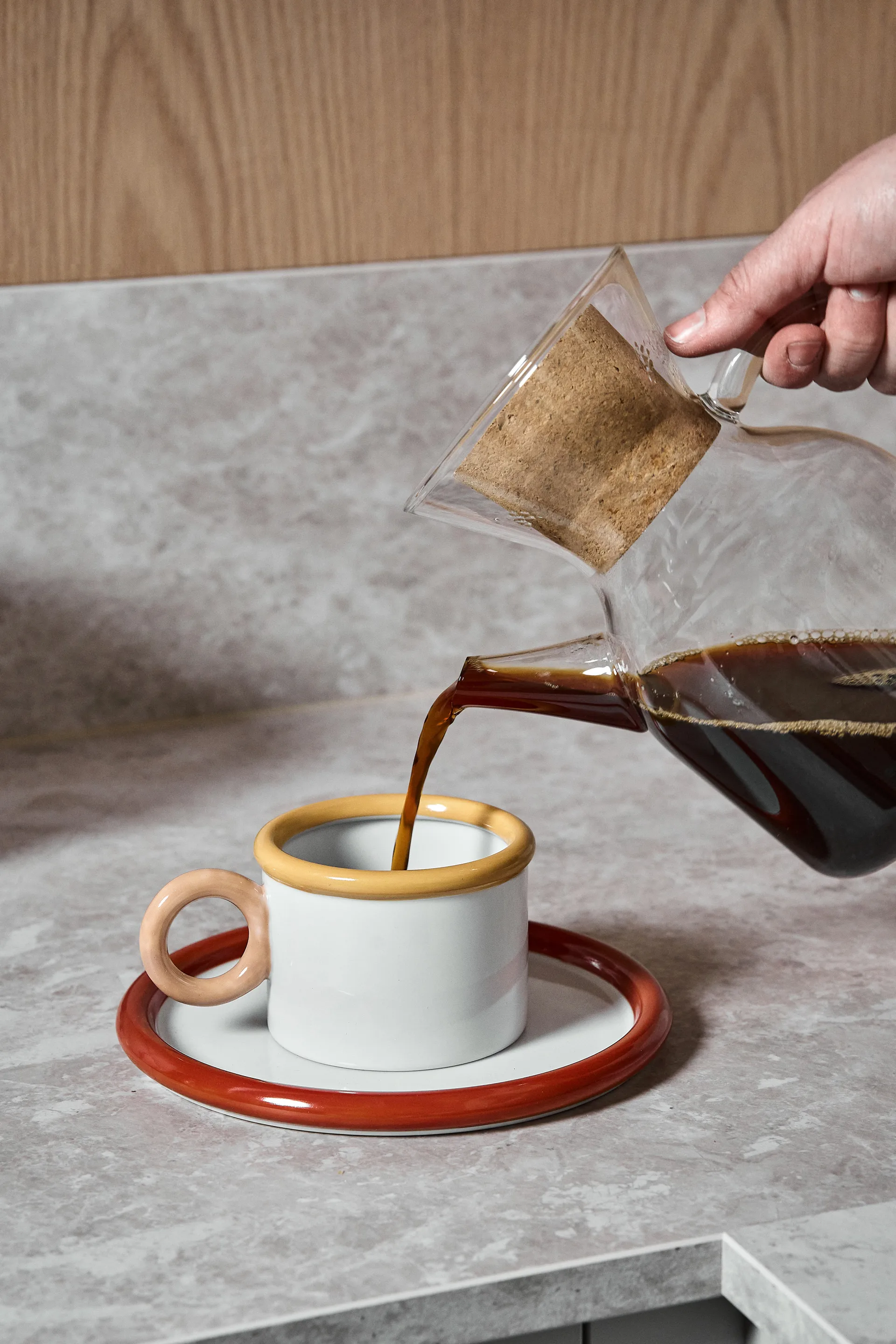 Chunky kuppi ja lautanen, Punainen-keltainen Scandi Living