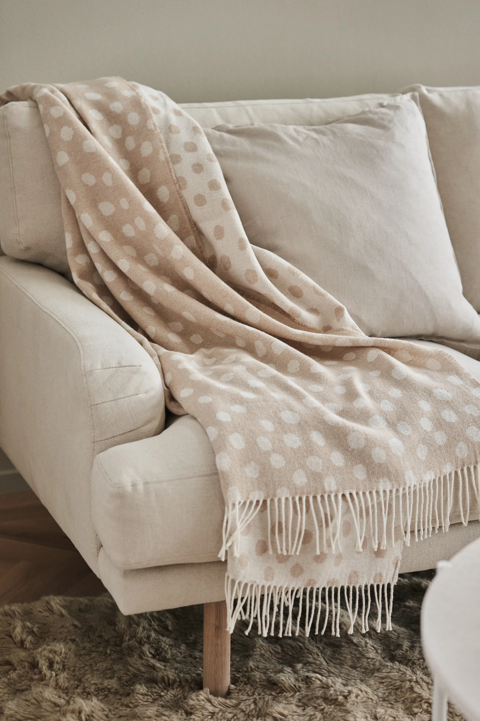Droplets puuvillapeite 130 x 185 cm, Beige Scandi Living
