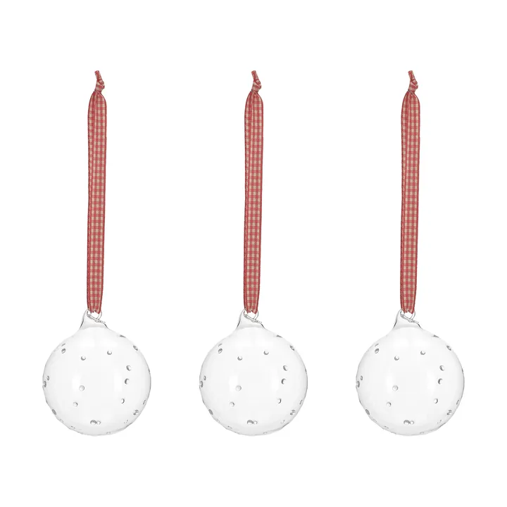 Grace joulukuusenkoriste rusetilla 3-pack - Punainen - Scandi Living