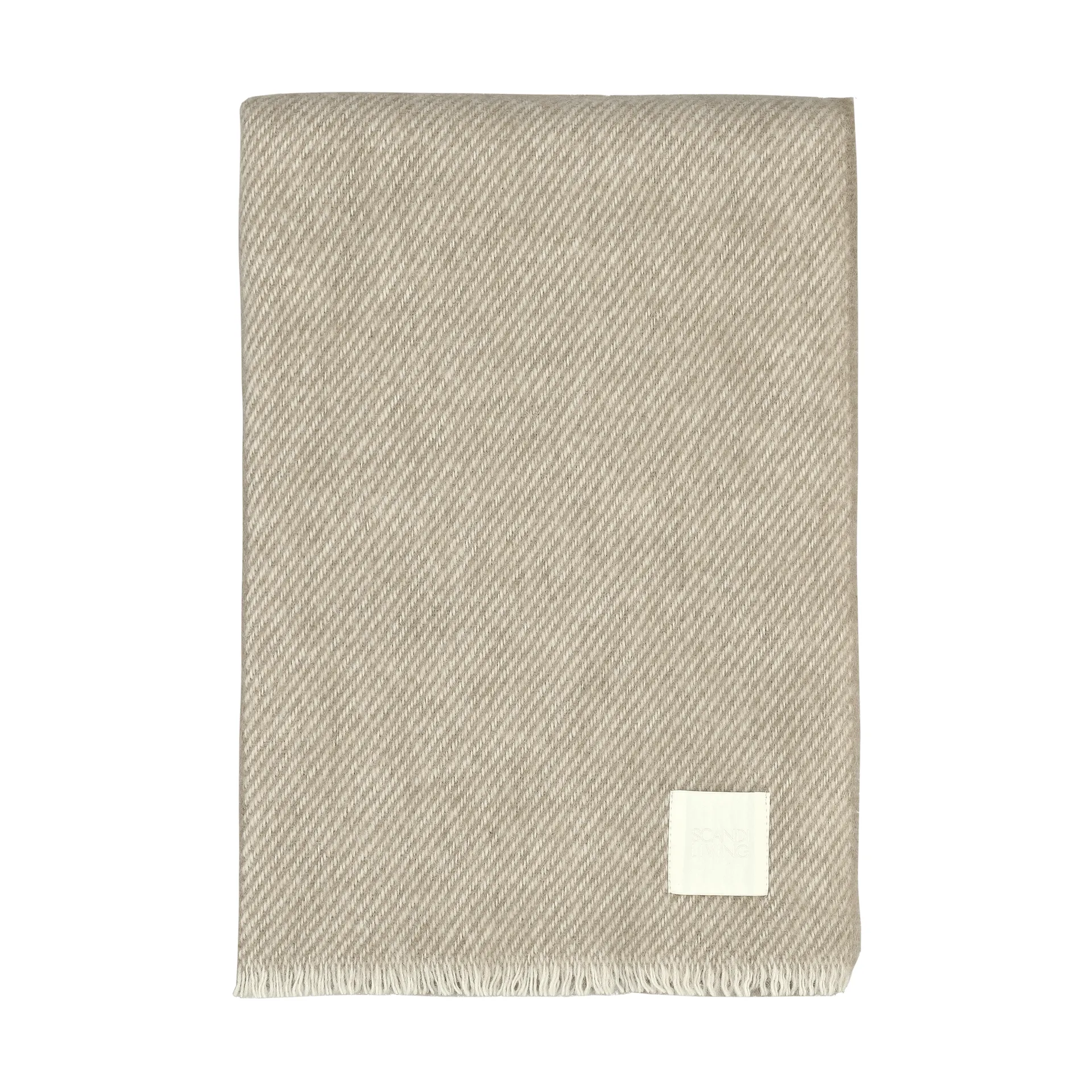 Scandi Living Row raidallinen villahuopa Beige, 120 x 185 cm