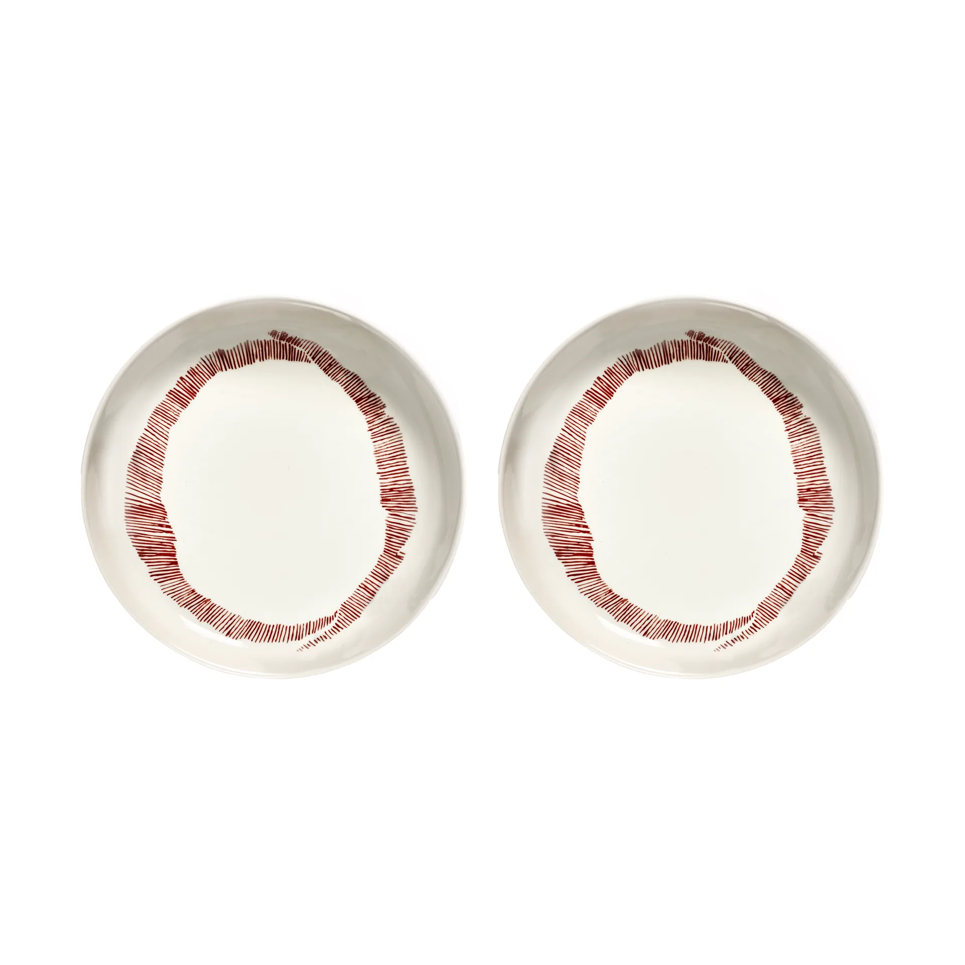 Ottolenghi Feast lautanen syvä Ø22 cm 2-pakkaus, White stripes-red Serax